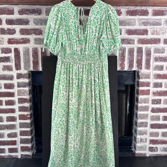 Marks & Spencer Collection Maxi Dress UK 12 Green Leopard Animal Print - Picture 4 of 5